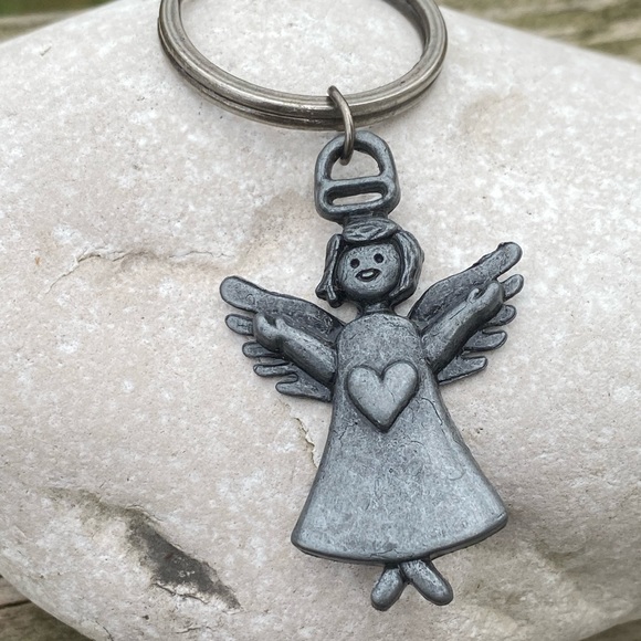 Angel heart key chain pewter angelic bag or key fob - Picture 4 of 7